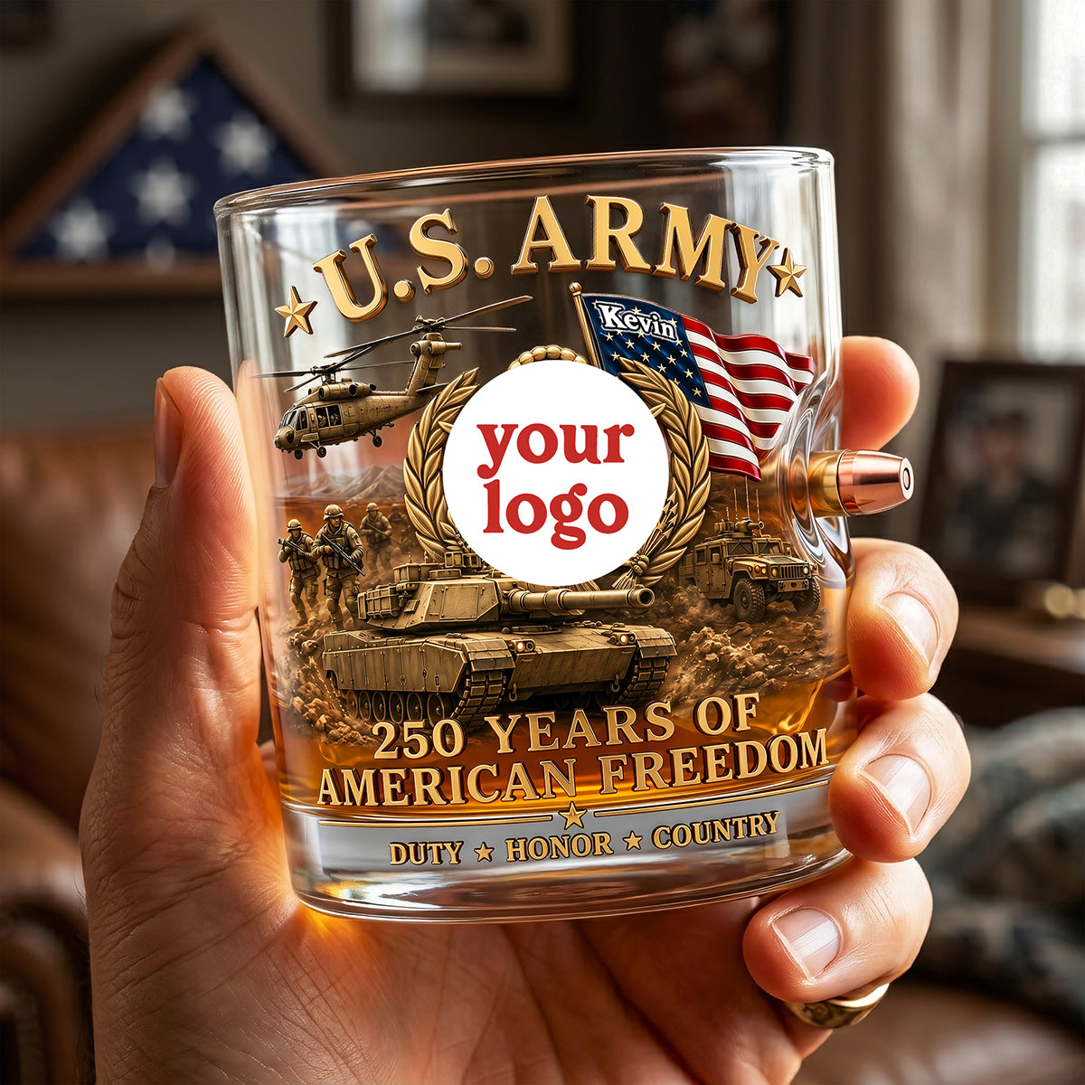 Proud Veteran Bullet Glass - Personalized Gifts For Veterans 03TYTA230626-Homacus