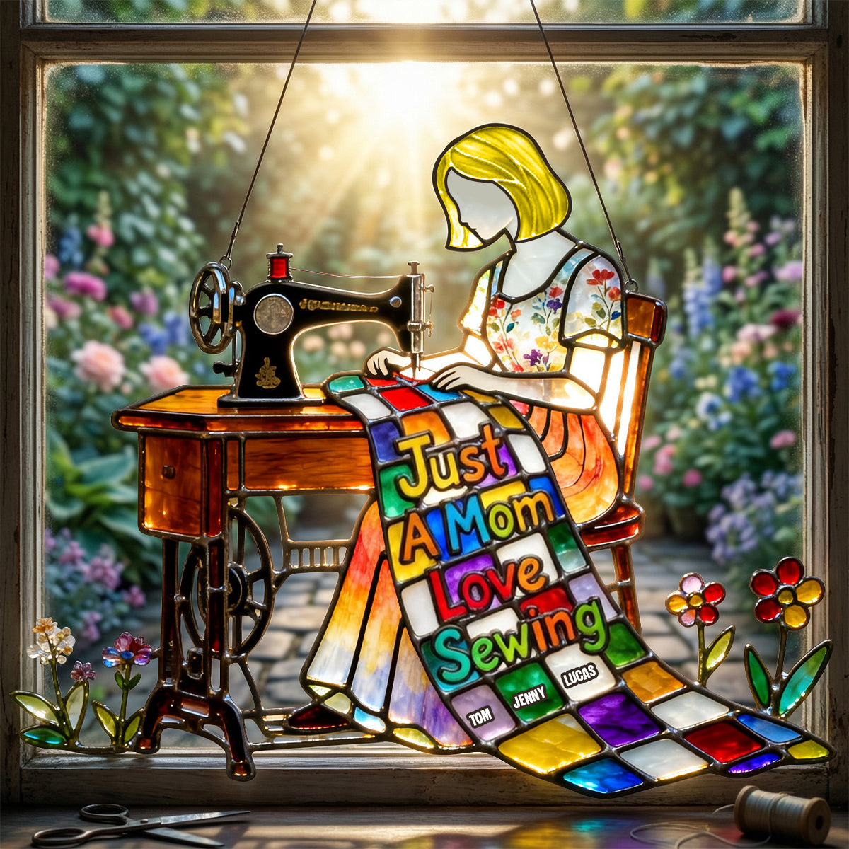 Sewing Mom 1 Layer Suncatcher - Personalized Gifts For Mother's Day Suncatcher Ornament 01OHTN200326-Homacus