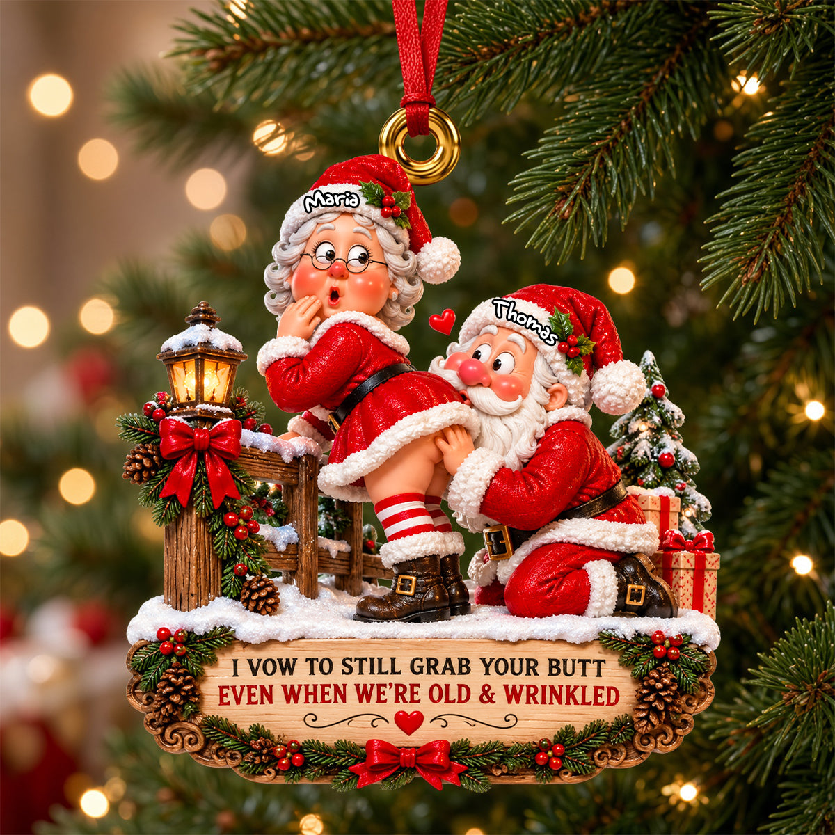 Sweet Santa Couple Ornament - Personalized Christmas Gift For Couples 01NADH260926-Homacus
