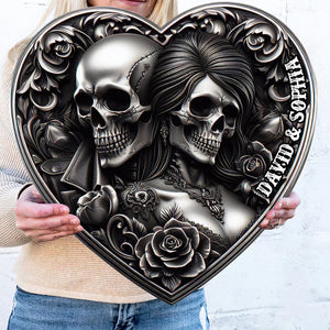 Personalized Gifts For Couple Metal Sign Skull Couple 01OHDT171224-Homacus