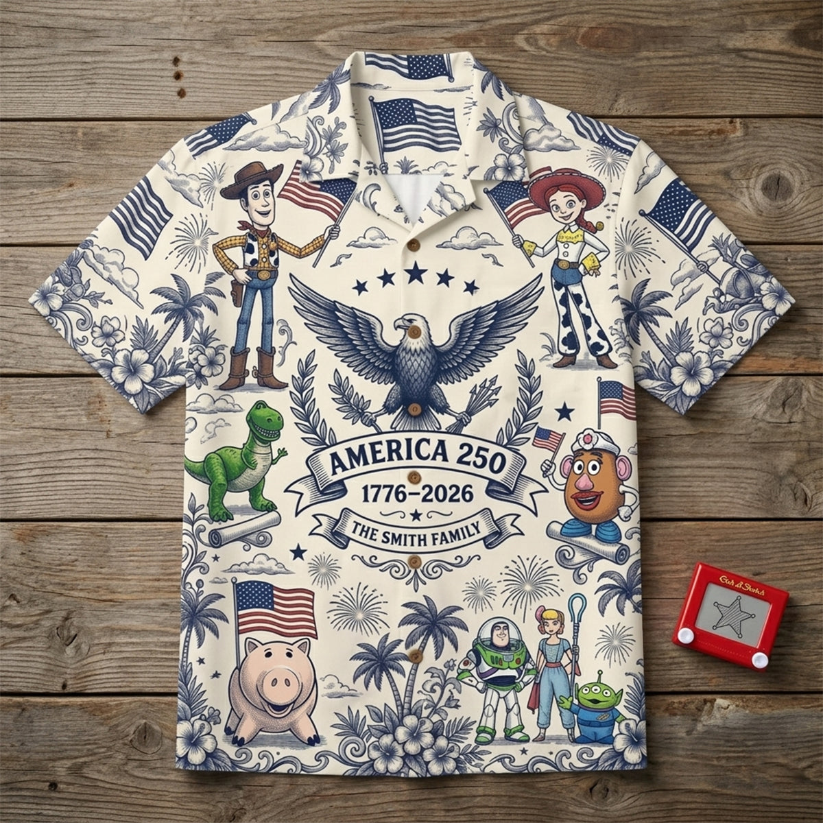 Patriotic Friends Toile De Jouy Hawaiian Shirt – USA 250 Celebration 01patn180626-Homacus