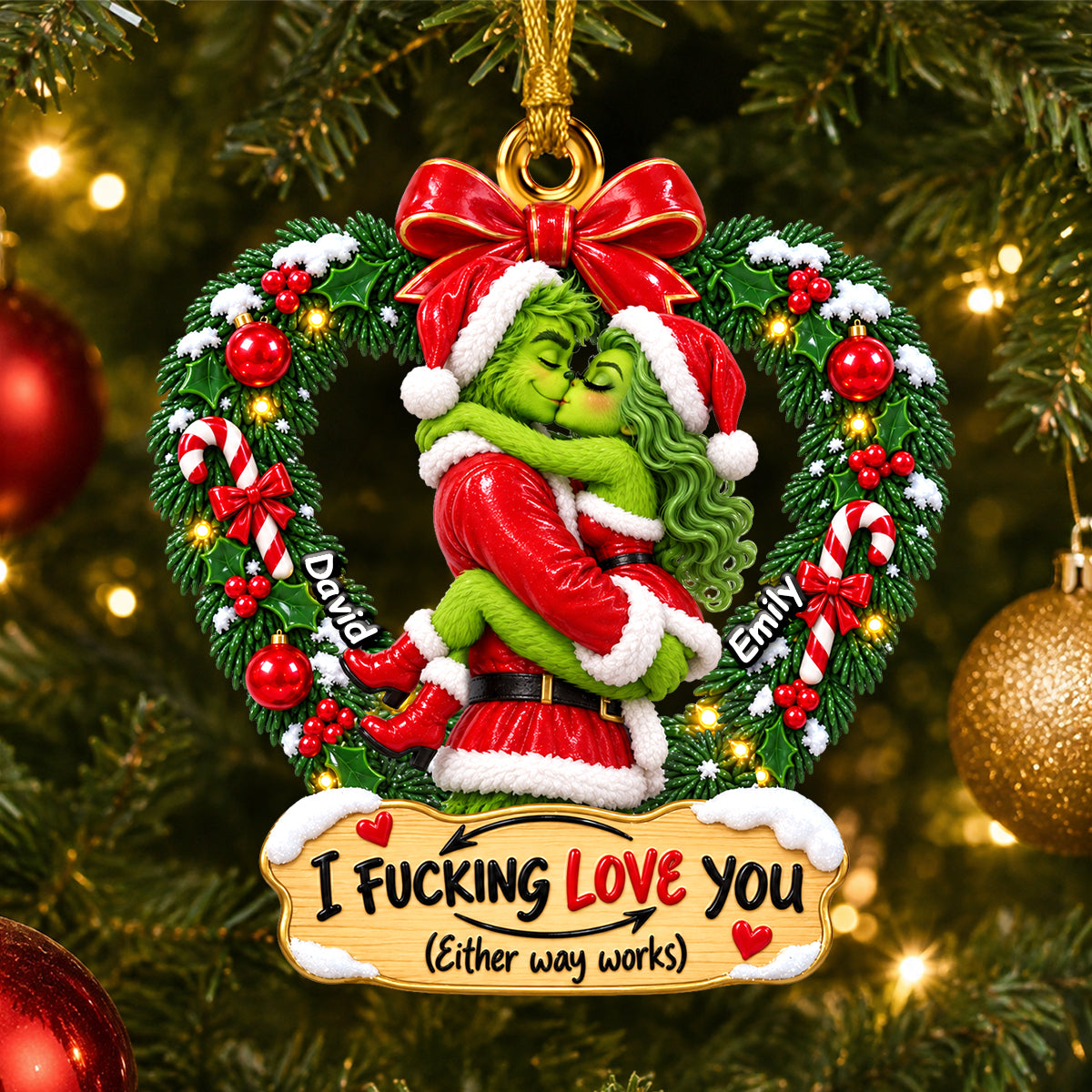 Kissing Couple Christmas Ornament - Personalized Gifts For Couple 04tydh110926-Homacus