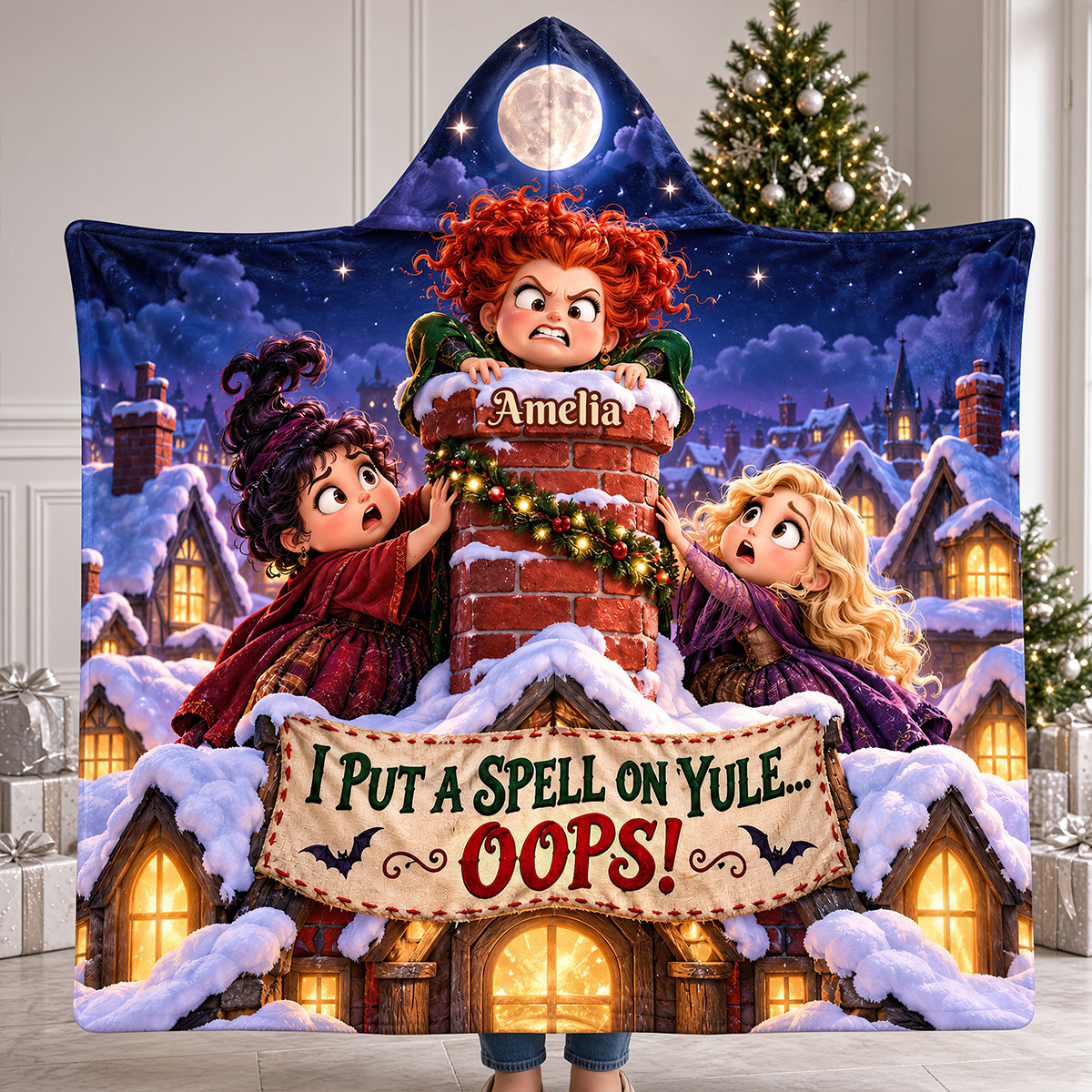 Macabre Spell Sisters Whimsical Christmas Night Hood Blanket - Personalized Christmas Gifts 05hadt241026-Homacus