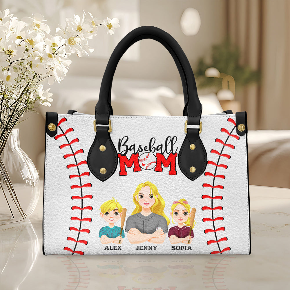 Personalized Gifts For Mom Leather Bag Mother's Day Baseball Mom And Kids 04XQMH060325HG-Homacus
