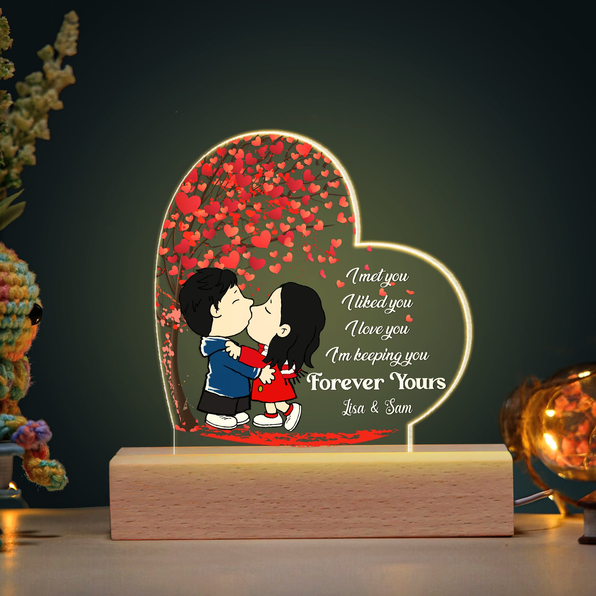 Personalized Gifts For Couple Light Led Kissing Love Heart Tree 01XQMH220724HG-Homacus