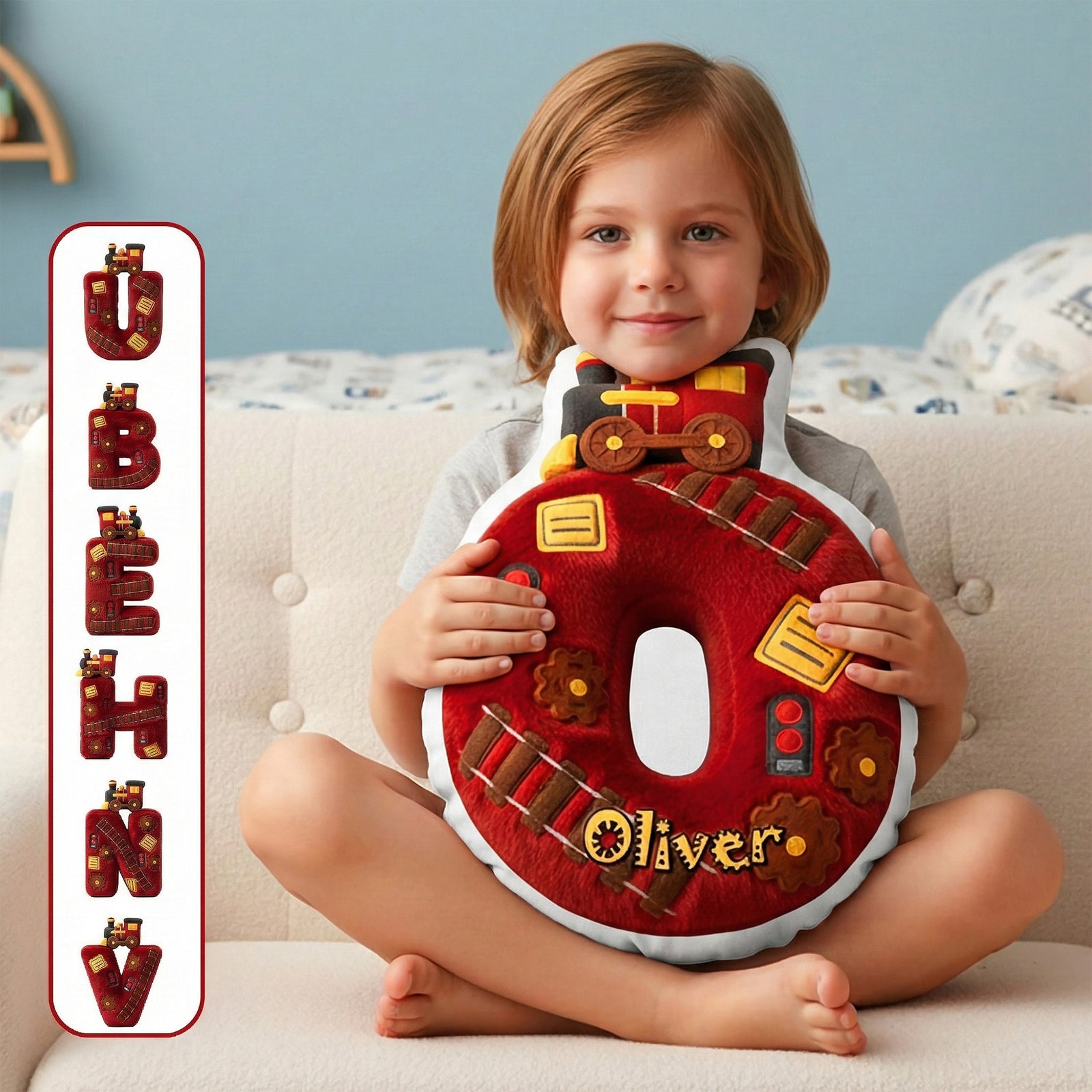 Train Initial Letter Custom Shaped Pillow - Personalized Gifts For Kids 04kimg151225-Homacus