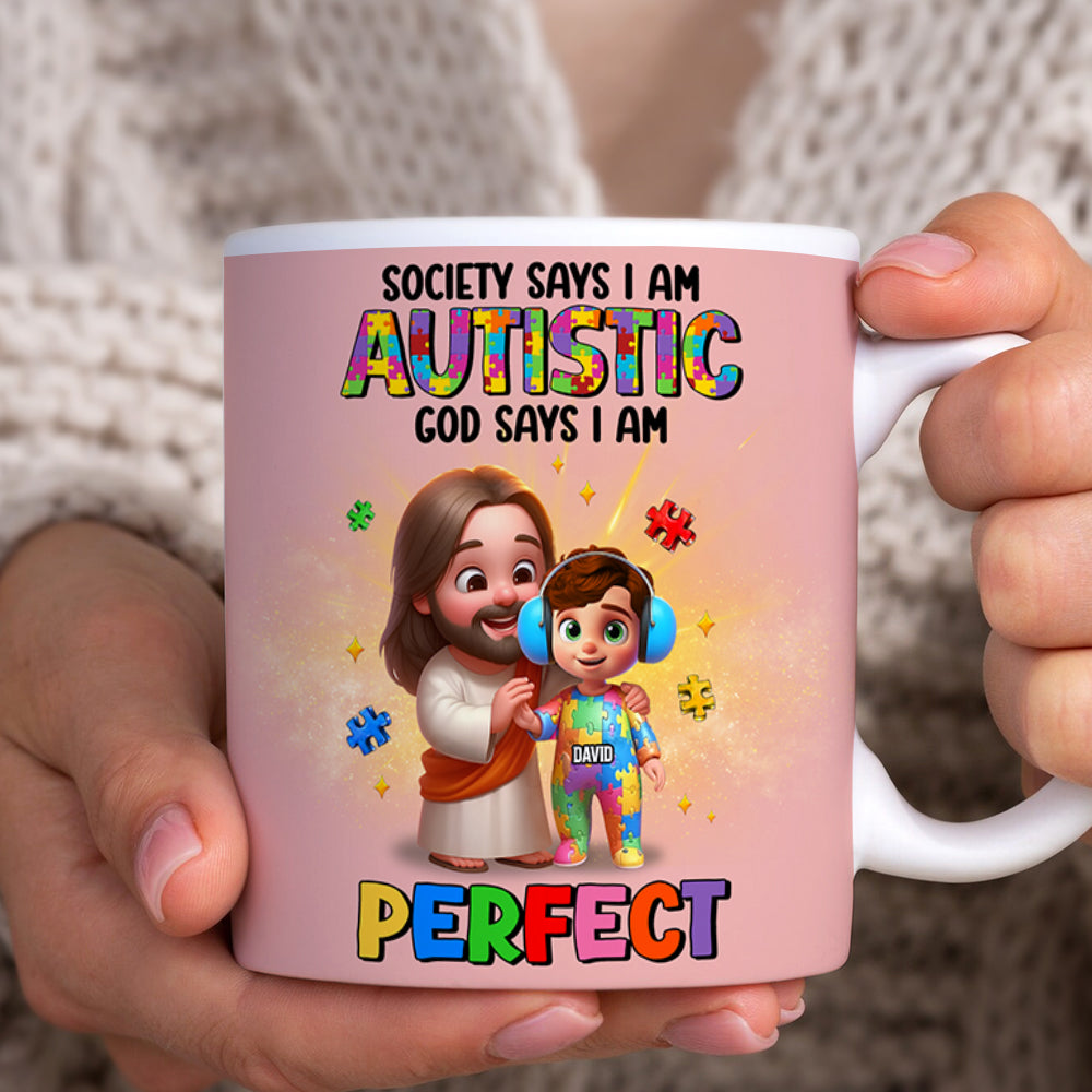Personalized Gifts For Autism Kid Mug, God Protect Him/ Her In His Arms 01qhtn050325-Homacus