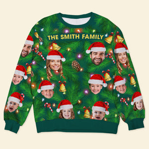 Custom Photo Gift For Family, Christmas Light Bulbs Ugly Sweater 05ACQN031024-Homacus