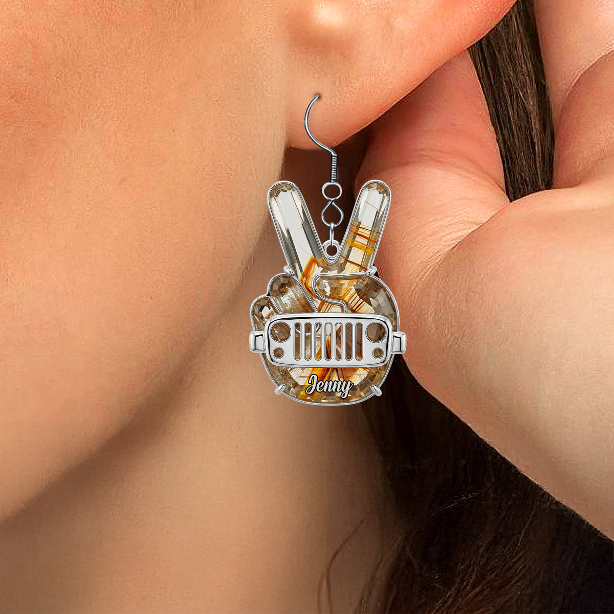 Off-road Hand Sign Earrings, Personalized Gifts For Off-Road Girl 02qhtn120725-Homacus