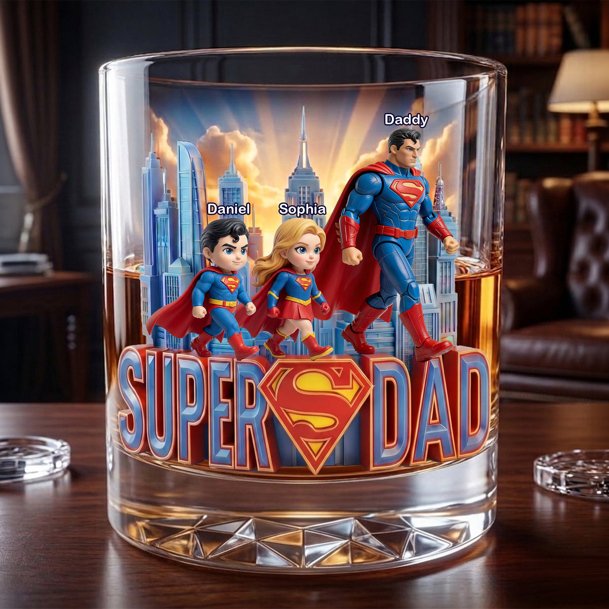 Fearless Guardian Dad and Kids Drinking Glass - Personalized Gifts For Dads 04ohlu190526-Homacus