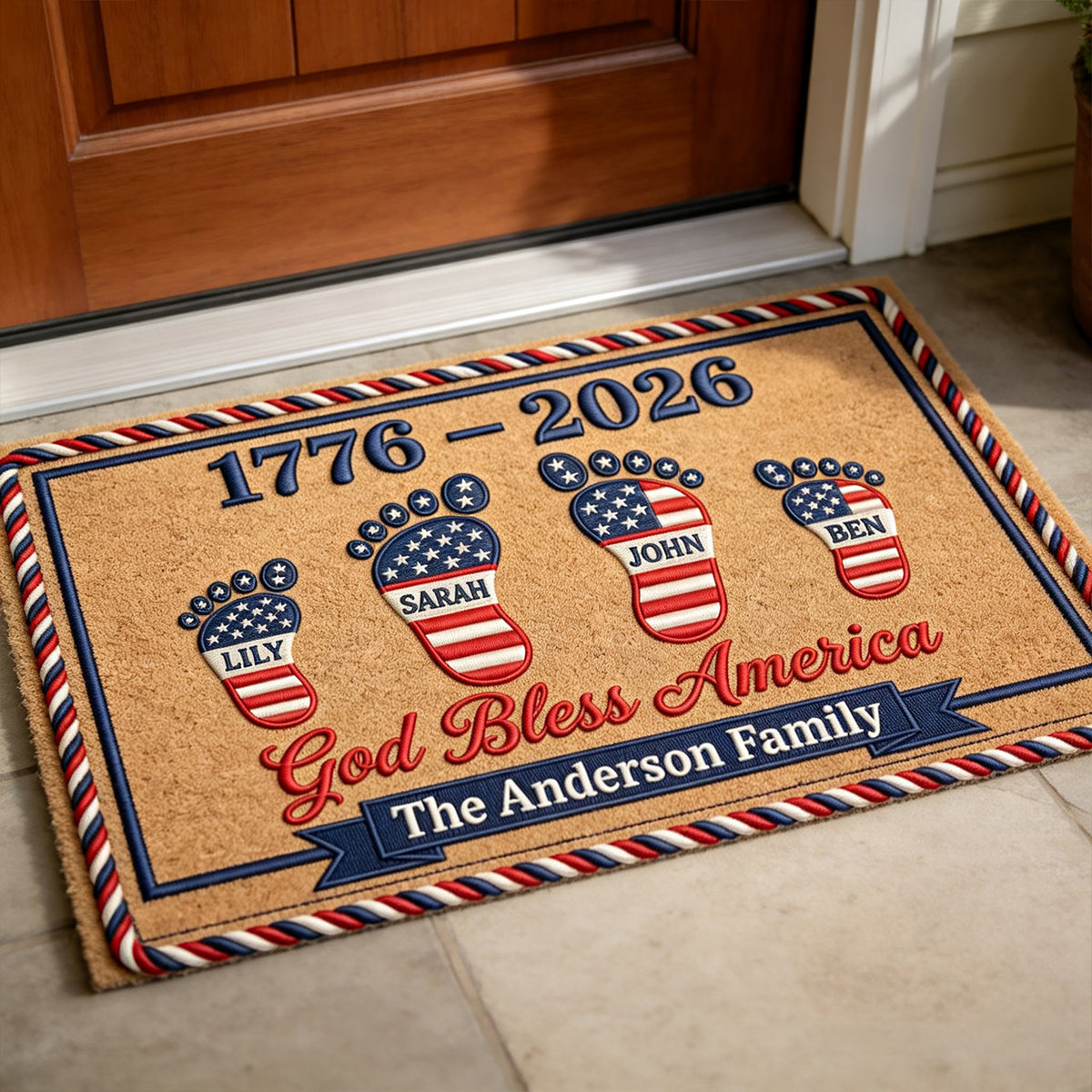 USA 250th Anniversary Foot Family Doormat - Personalized Gifts For Family 03natn030326-Homacus