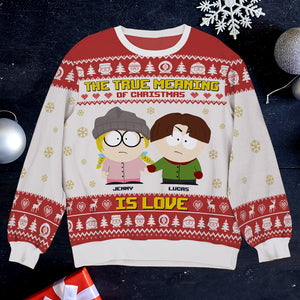 Personalized Gifts For Couple Knitted Ugly Sweater 04tgtn251024hg The True Meaning Of Christmas-Homacus