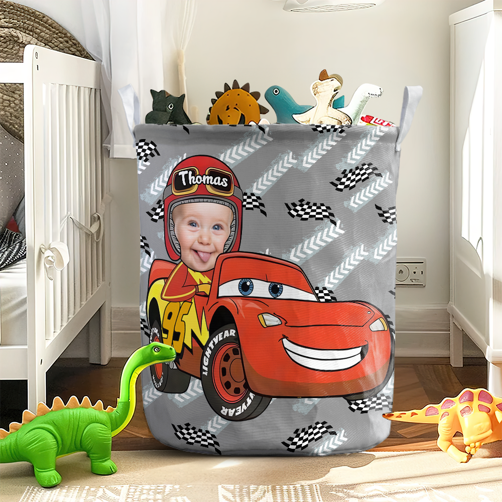 Personalized Custom Photo Gifts For Kids Driving Car Laundry Basket 02KAPU031224-Homacus