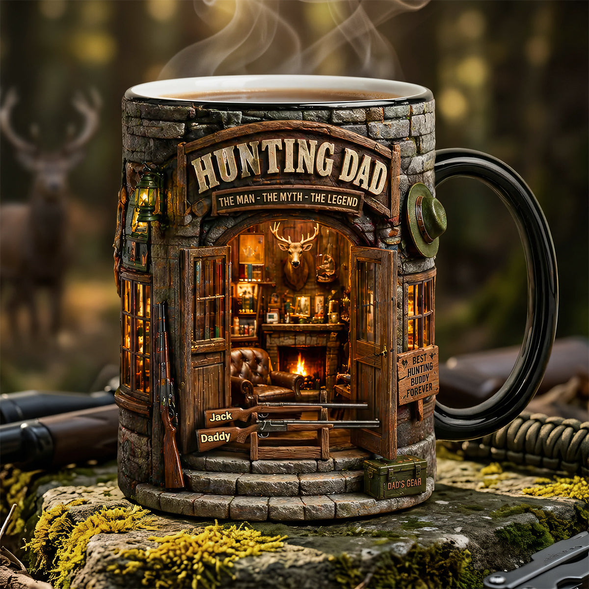 Dad Hunting Cabin Magic Mug - Personalized Gifts For Hunting Dads 01QHTA280426-Homacus