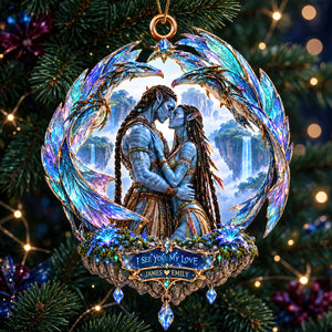 Blue Alien Couple Christmas Ornament - Personalized Gift For Christmas 06HADT300926