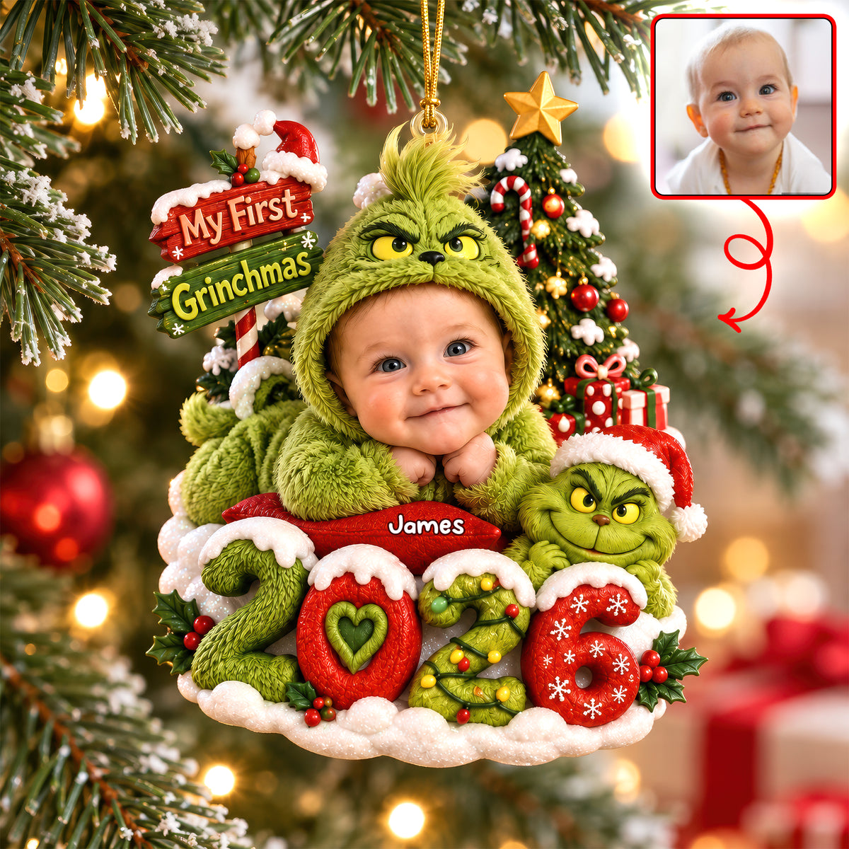 My First Christmas Baby Face 2026 Ornament - Custom Photo Gifts For Christmas Ornament 01PAQN180926