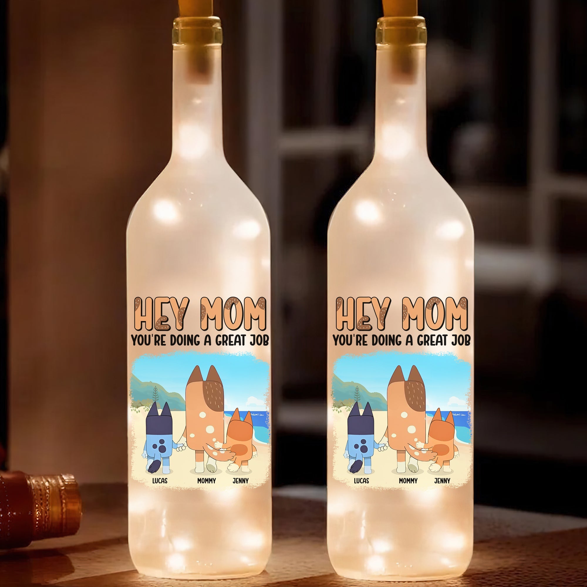 Personalized Gifts For Mom Bottle Lamp 02natn140225 Hey Mom You Are Doing Great Job-Homacus