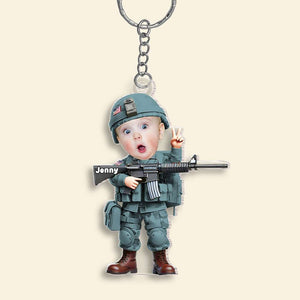 Custom Photo Gifts For Military Kid Keychain 01OHMH061224-Homacus