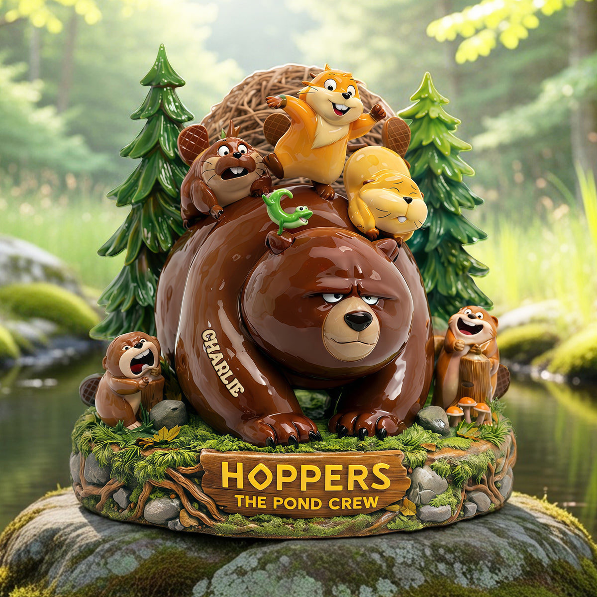 Cute Bear with Otter Friends Acrylic Plaque - Personalized Gifts For Pond Crew Plaque 02TYLU160326-Homacus