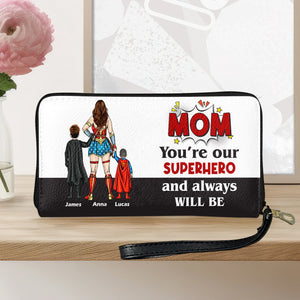 Personalized Gifts For Mom Leather Wallet 06natn170325pa You're Our Superhero And Always Will Be-Homacus