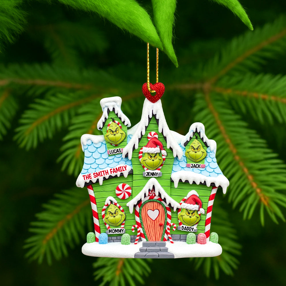Green Monsters' House Personalized Gifts For Family Christmas Ornament 03totn030925-Homacus