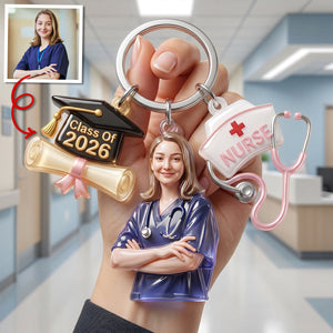 Proud Nurse Graduate Tag Keychain - Personalized Custom Photo Gift For Nurses 01NATN090526-Homacus