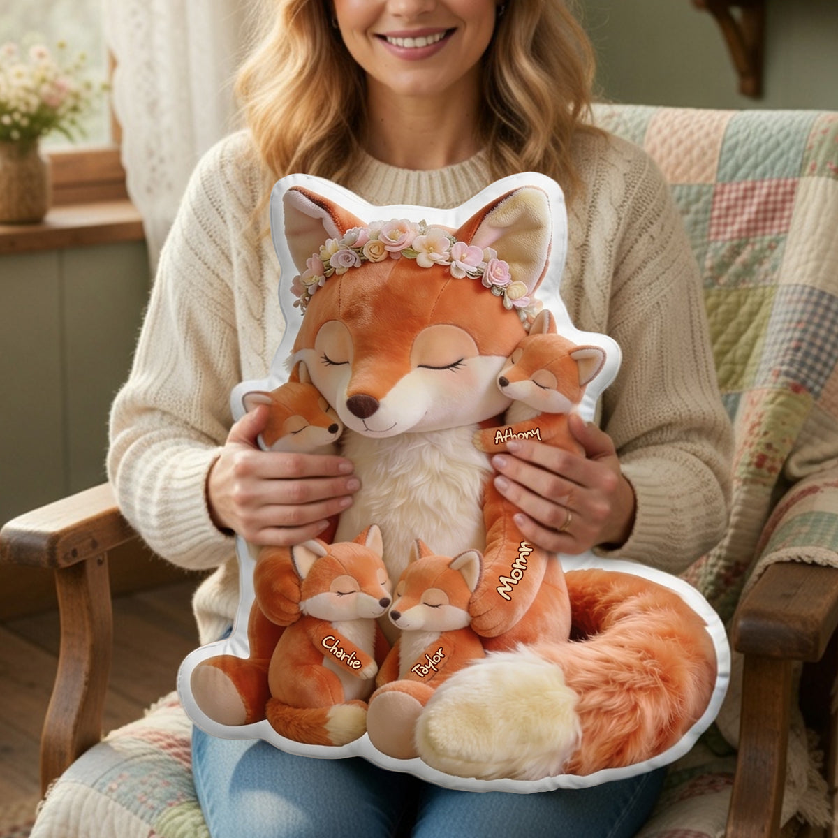 Fox Mom Pillow - Personalized Gifts For Mom 03PGLU170326-Homacus