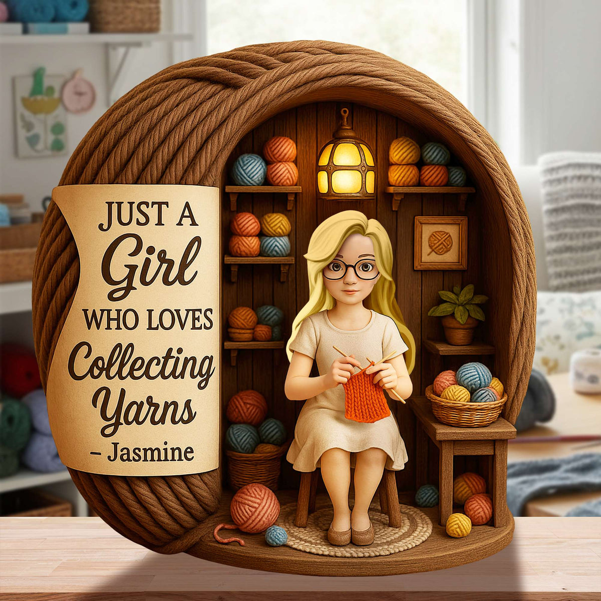 Collecting Yarn Girl Acrylic Plaque - Personalized Gifts For Knitting Lovers 06TOLU190725-Homacus