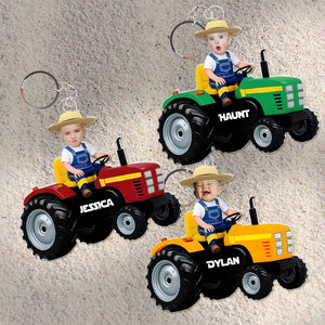 Customized Photo Gifts For Kid Acrylic Keychain Riding Tractor 03XQLU111224-Homacus