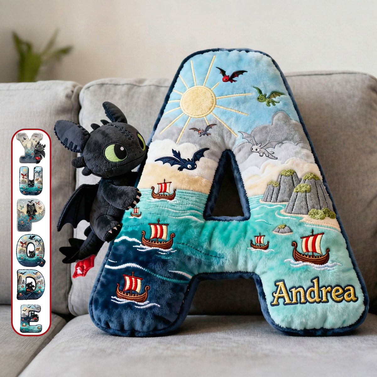 Fantasy World Alphabet Initial Letter Shaped Pillow - Personalized Gifts For Kids & Cuteness Lovers 01qhmg101225-Homacus