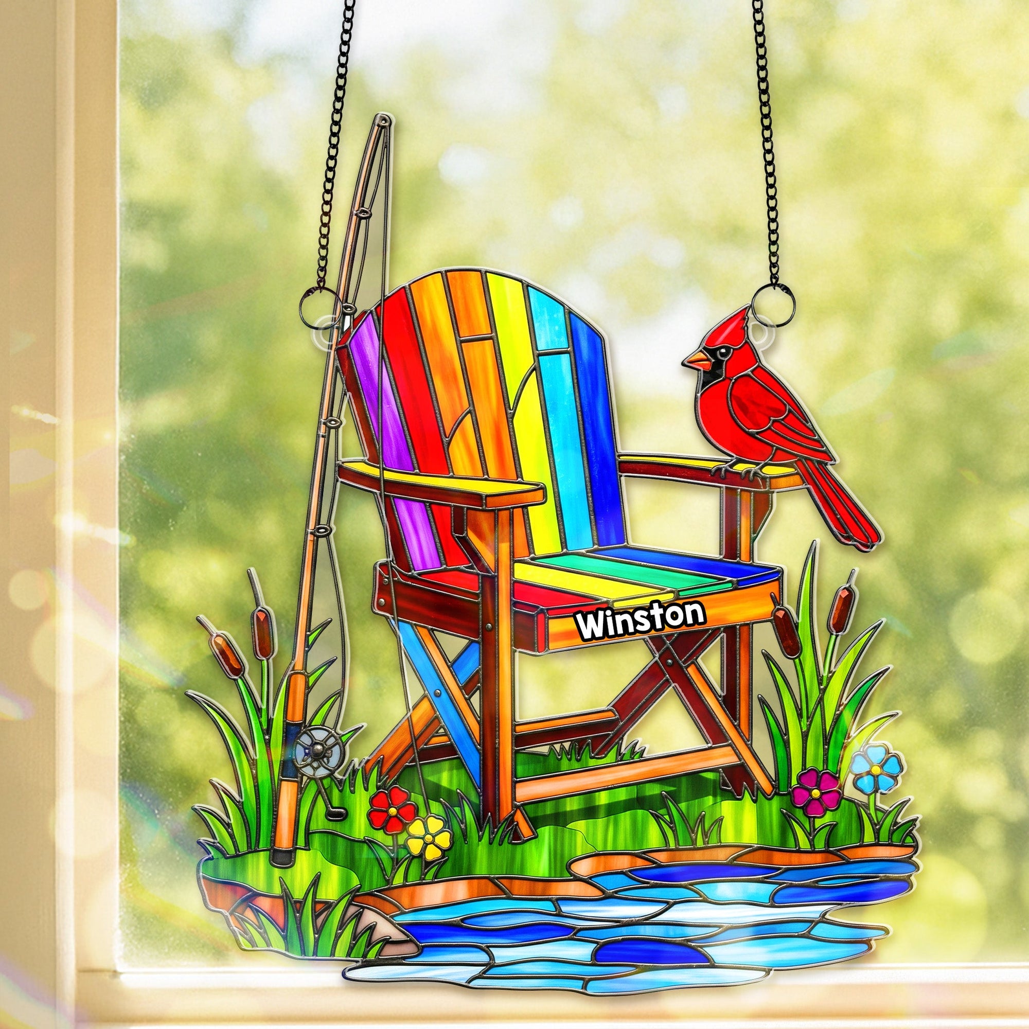 Heaven Fishing Suncatcher Ornament - Personalized Gifts For Fishing Lover Memorial 03OHMG250825-Homacus