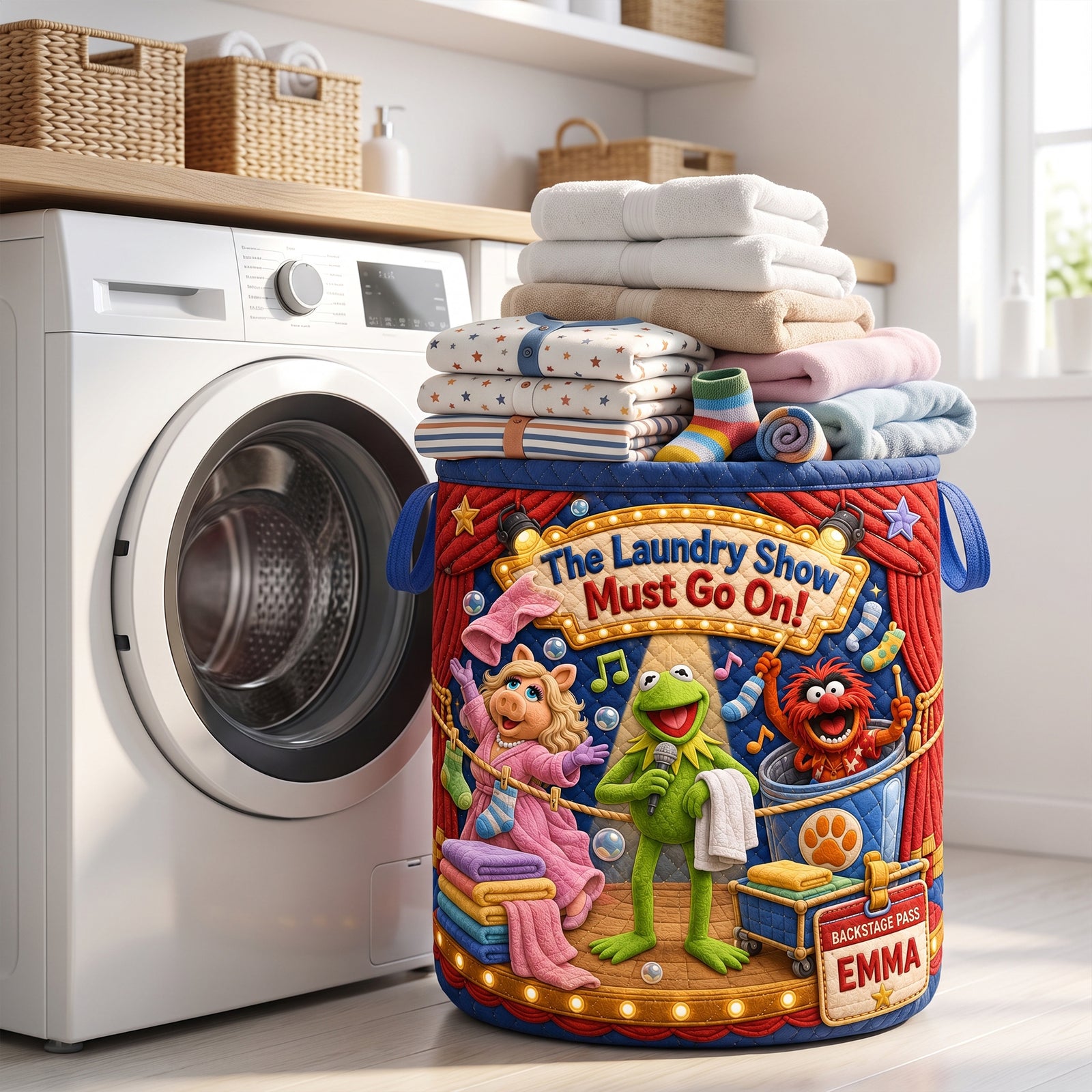 The Laundry Must Go On Quilted Laundry Basket - Personalized Gifts 03haqn180726-Homacus