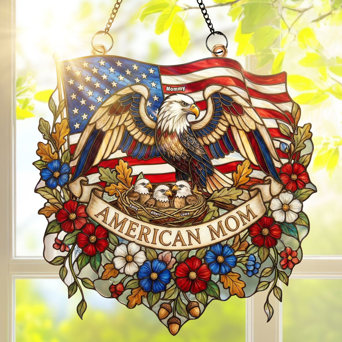 American Eagle Mom Suncatcher Ornament - Personalized Gifts For Mother 01paqn020326-Homacus