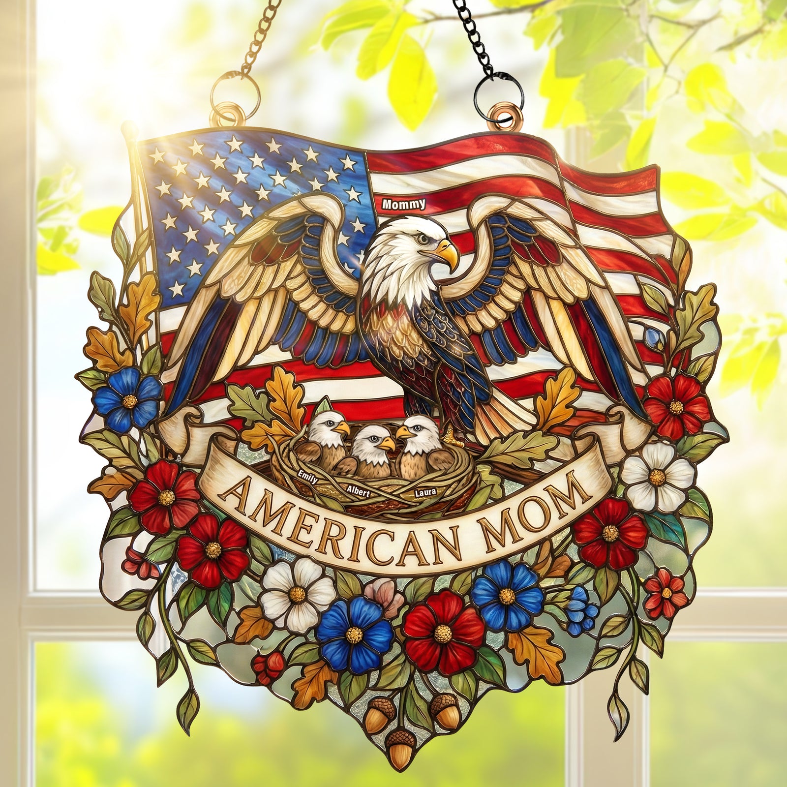 American Eagle Mom Suncatcher Ornament - Personalized Gifts For Mother 01paqn020326-Homacus