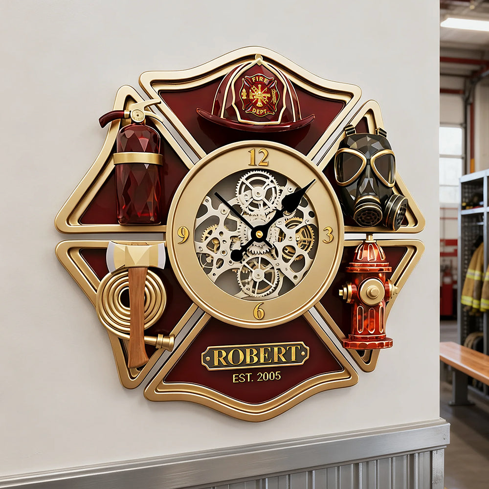 Firefighter Acrylic Hanging Wall Clock - Personalized Gifts For Firefighters 04kita311225-Homacus