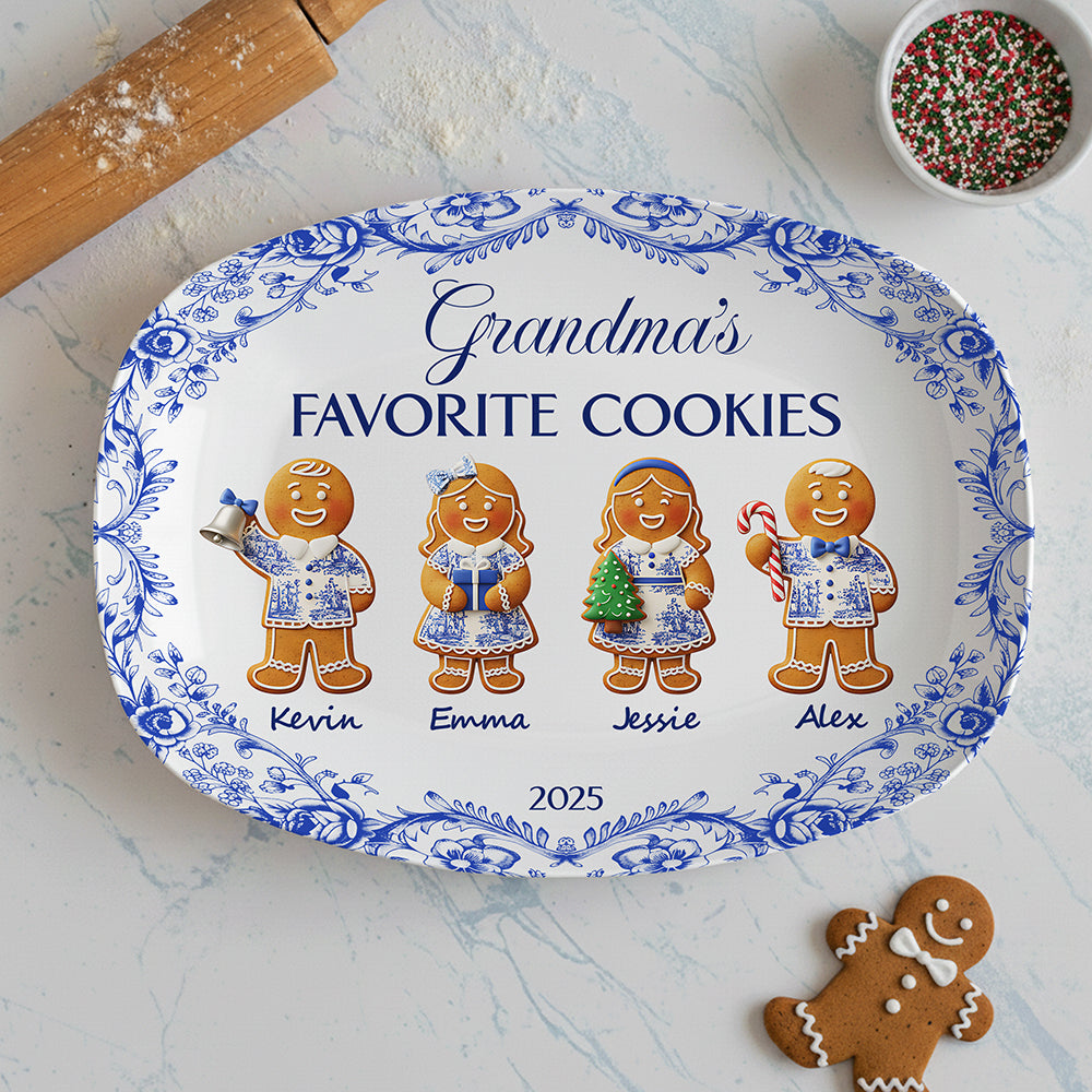 Grandma's Cookies - Personalized Christmas Gifts - Toile De Jouy Blue Floral Plate 02pgta290925-Homacus