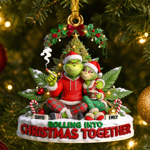 Rolling Into Christmas Together Acrylic Ornament - Personalized Gift For Couples 06TODH150926-Homacus