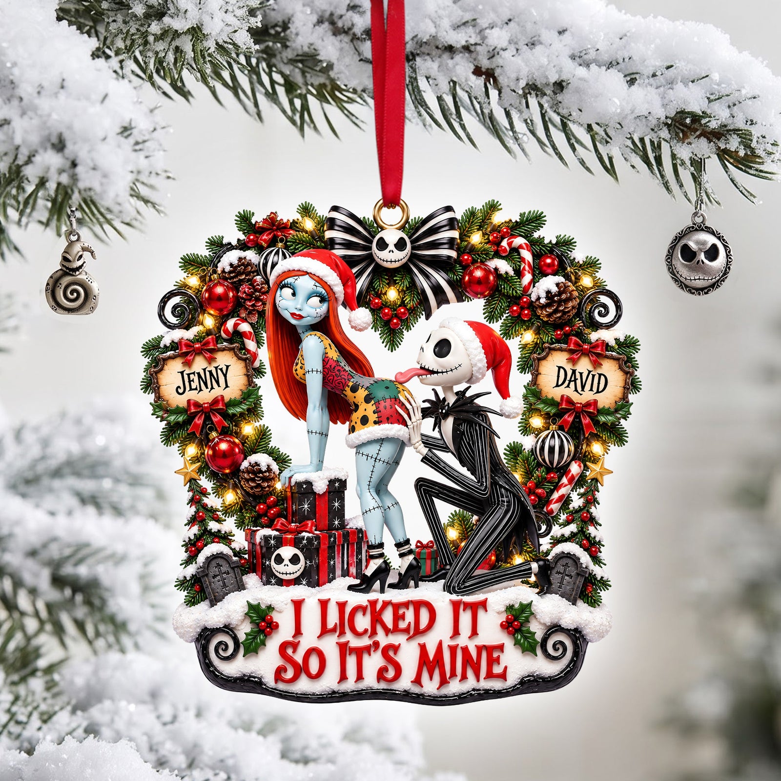 Spooky Couple Ornament - Personalized Gifts For Couple Christmas Ornament 03TYLU110926-Homacus