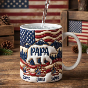 Patriotic Papa Bear Coffee Mug - Personalized Gift For Dads 03PADH150526-Homacus