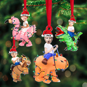 Custom Photo Gifts For Kids Christmas Ornament 01natn300824 Funny Kid Riding-Homacus