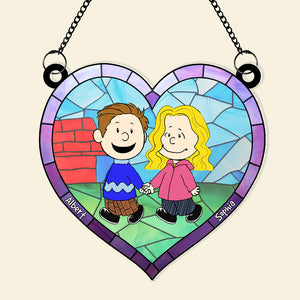 Personalized Gifts For Couple Suncatcher Ornament 01QHQN230424DA Handing Couple-Homacus