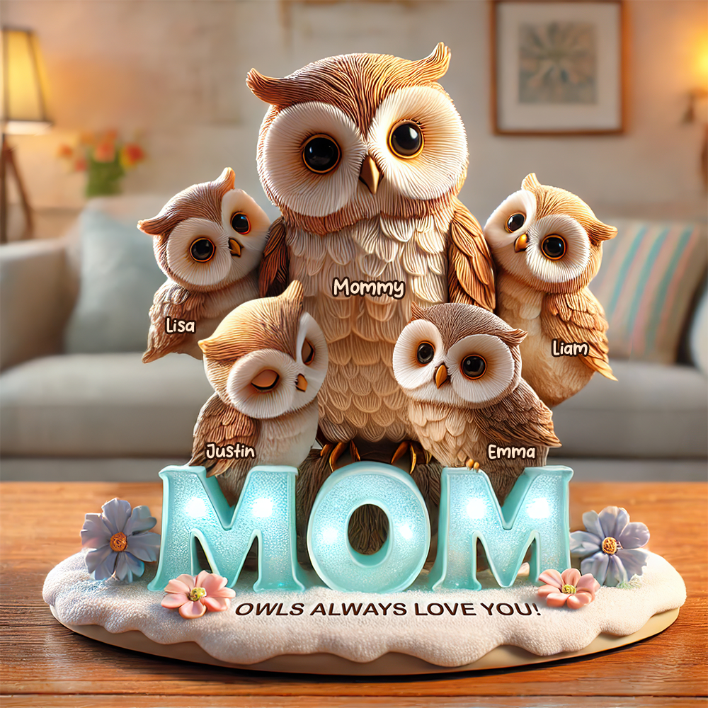 Owl Mom Plaque - Personalized Gifts For Mom 01hupu170425-Homacus