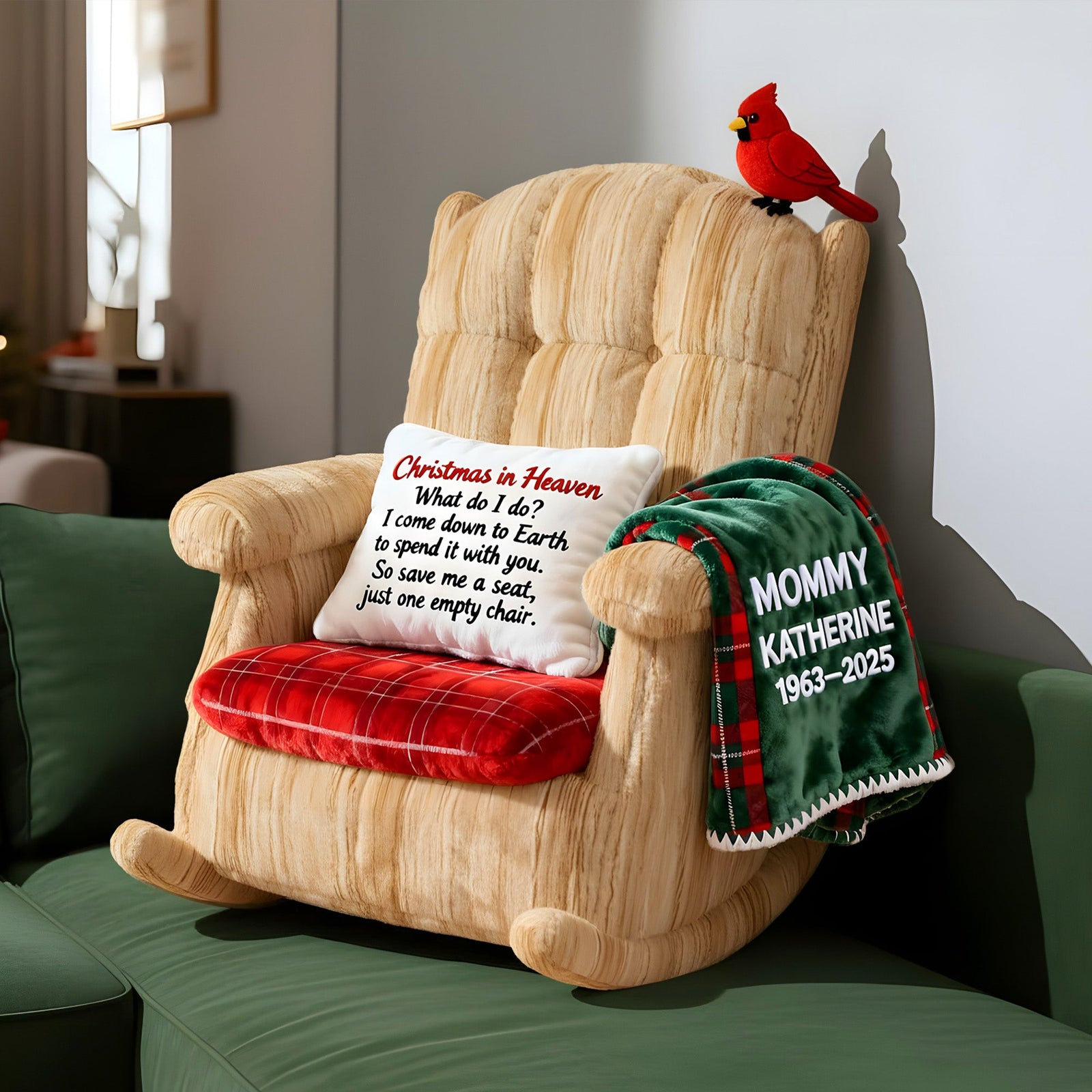 Cardinal Heaven Rocking Chair Custom Shape Pillow, Personalized Keepsake To Remember Loved One 01qhmg101125-Homacus