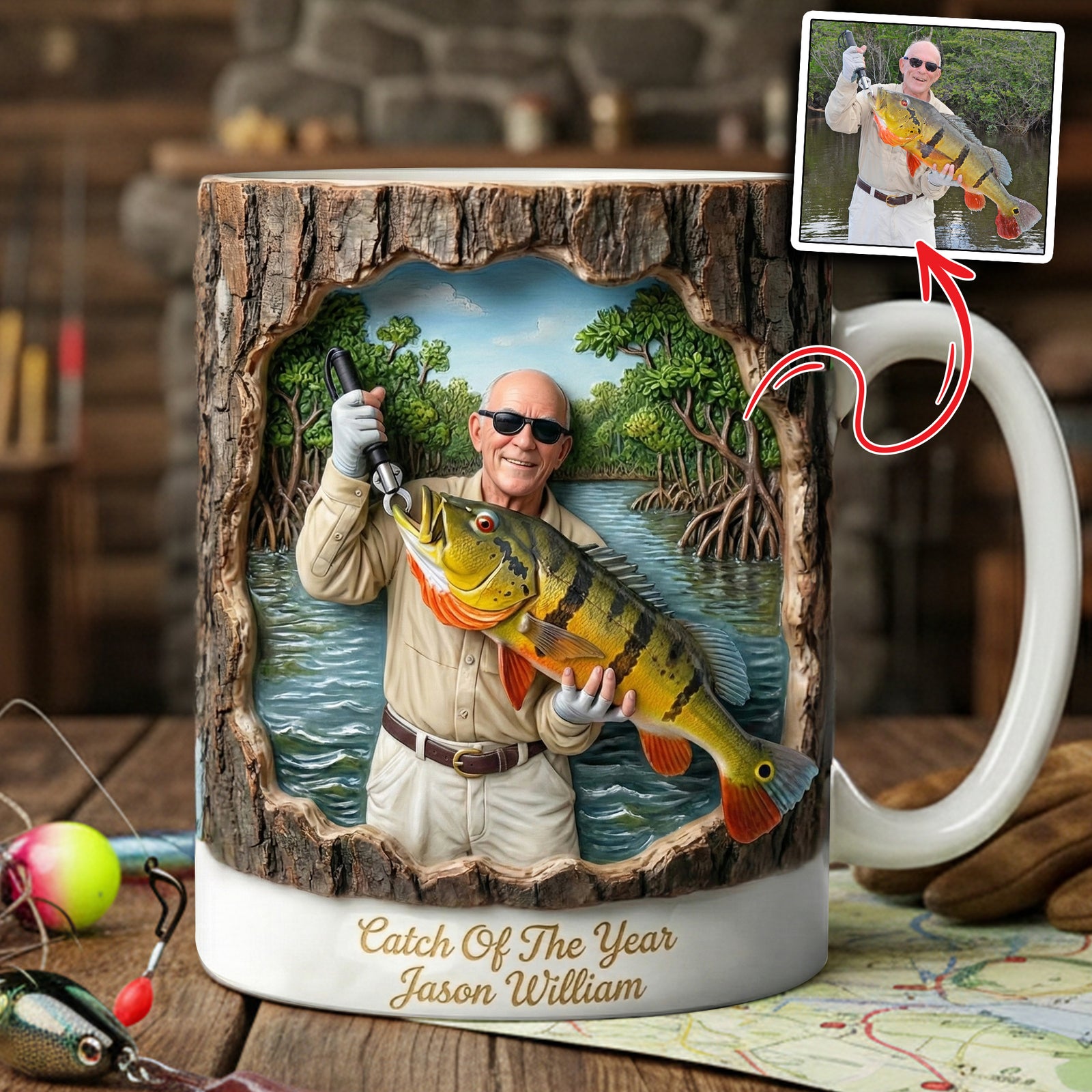 Fishing Coffee Mug Custom Photo Gifts For Fishing Lovers 03HULU311225-Homacus