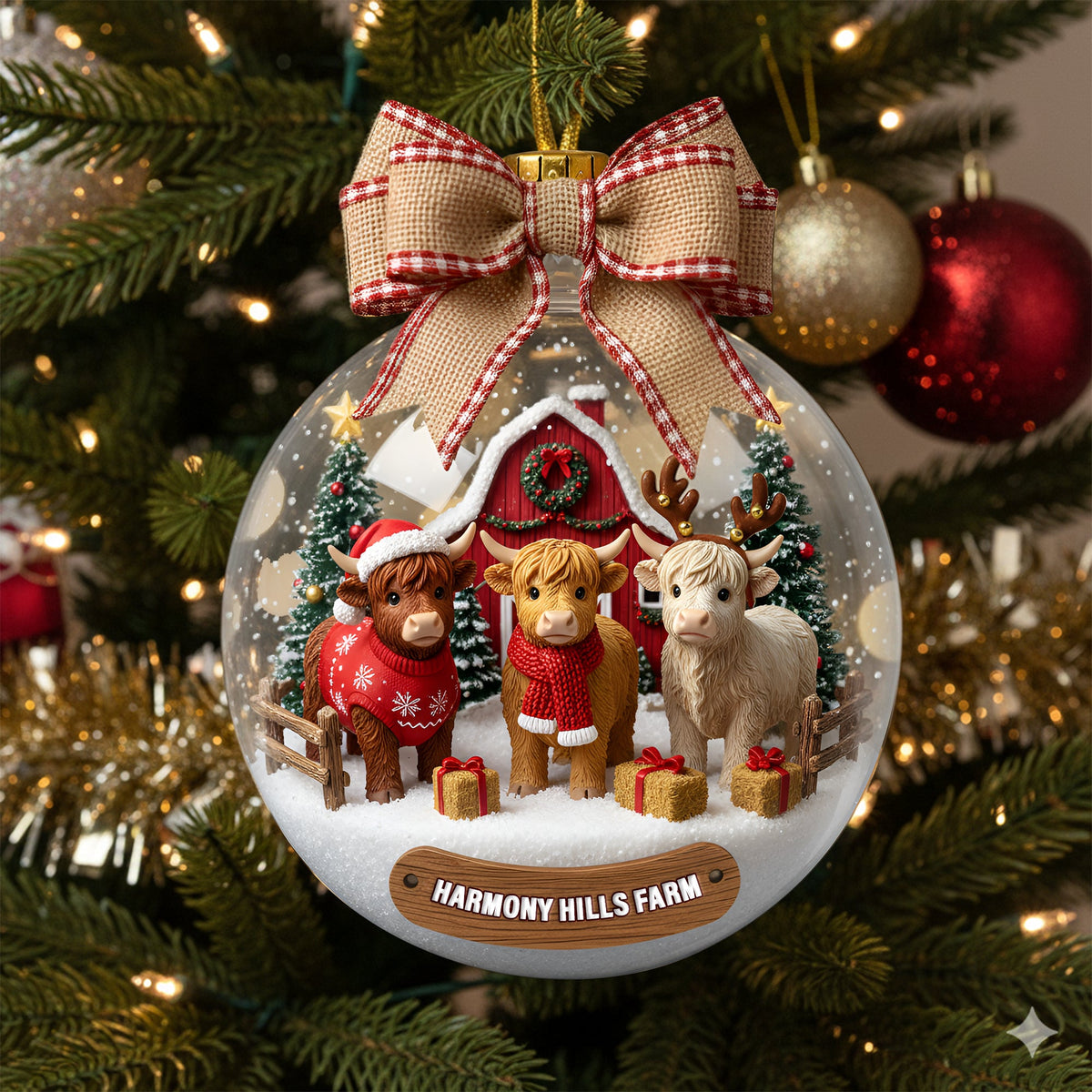 Rustic Highland Cow Farm Ornament - Personalized Gifts For Highland Cow Lovers 05HYLU291025-Homacus