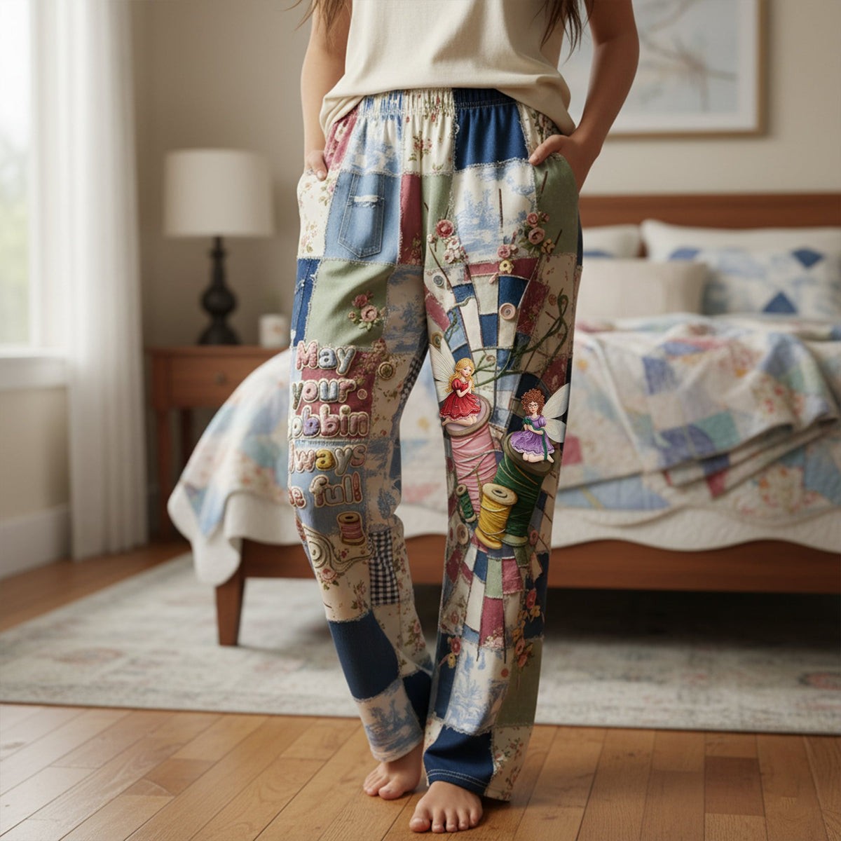 Cozy Patchwork Pajama Pants - Gift For Sewing Lovers 05PALU051225-Homacus