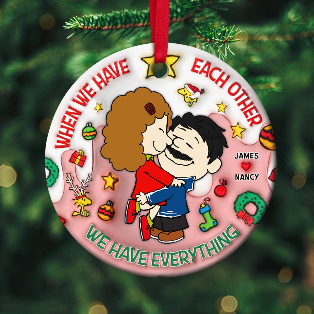 Personalized Gifts For Cartoon Couple Ceramic Ornament, Couple Hugging 06napu180724hg-Homacus