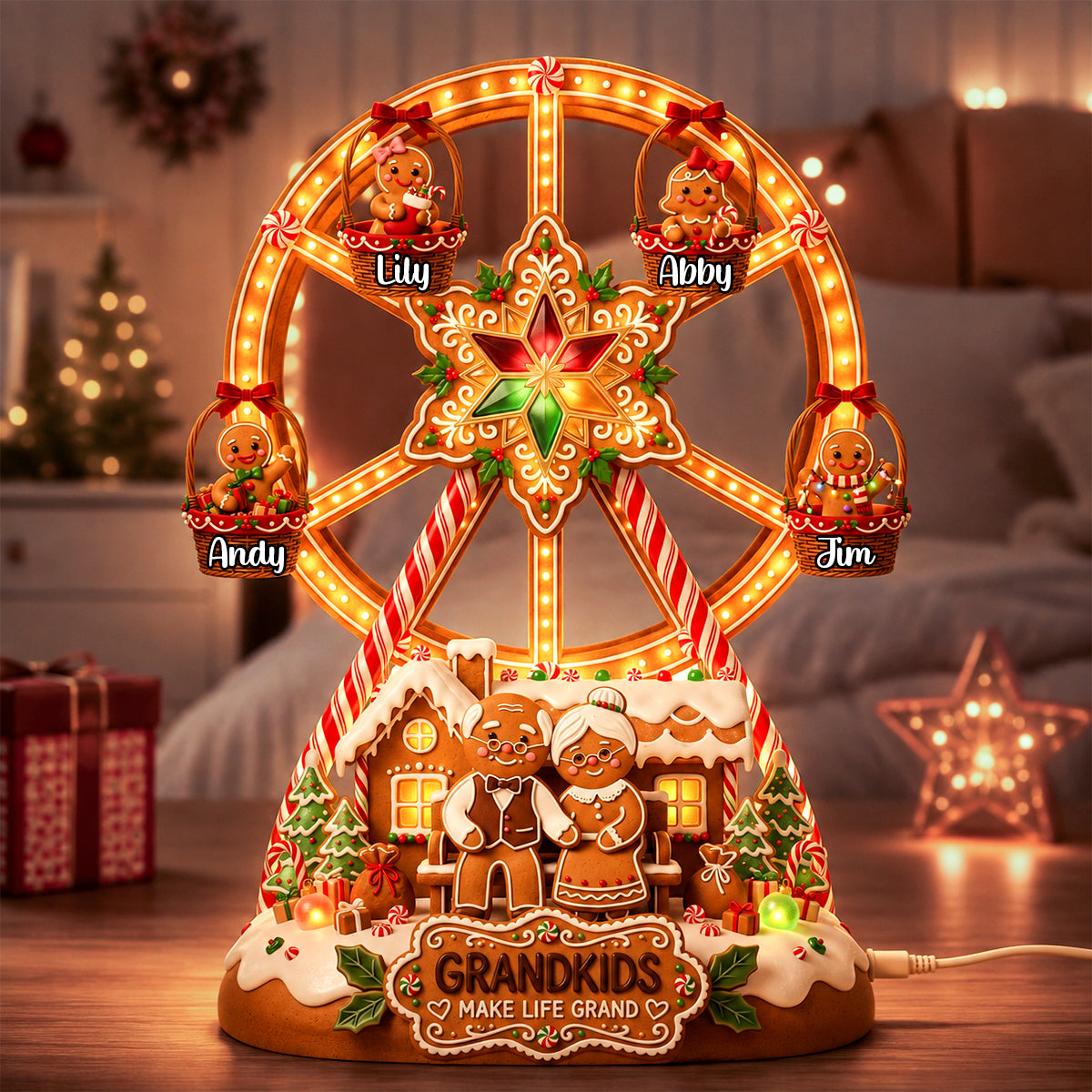 Sweetest Gingerbread Christmas - Personalized Gifts For Grandparents Acrylic Light Box 02PADH260826-Homacus