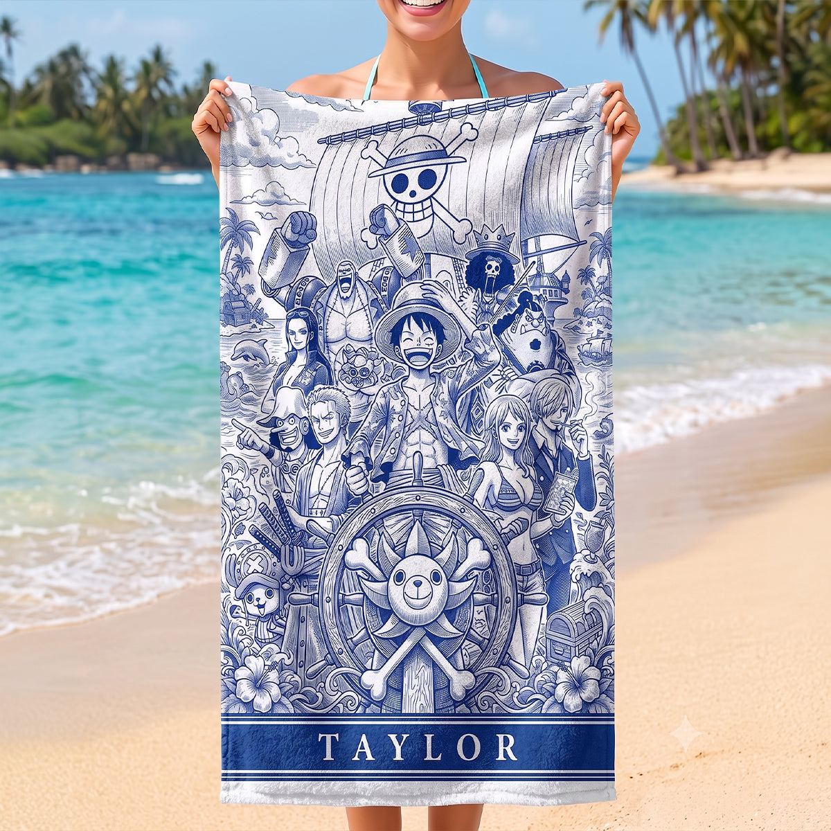 Voyage Toile De Jouy Beach Towel, Personalized Gifts For Animation Lovers 01qhtn200726-Homacus
