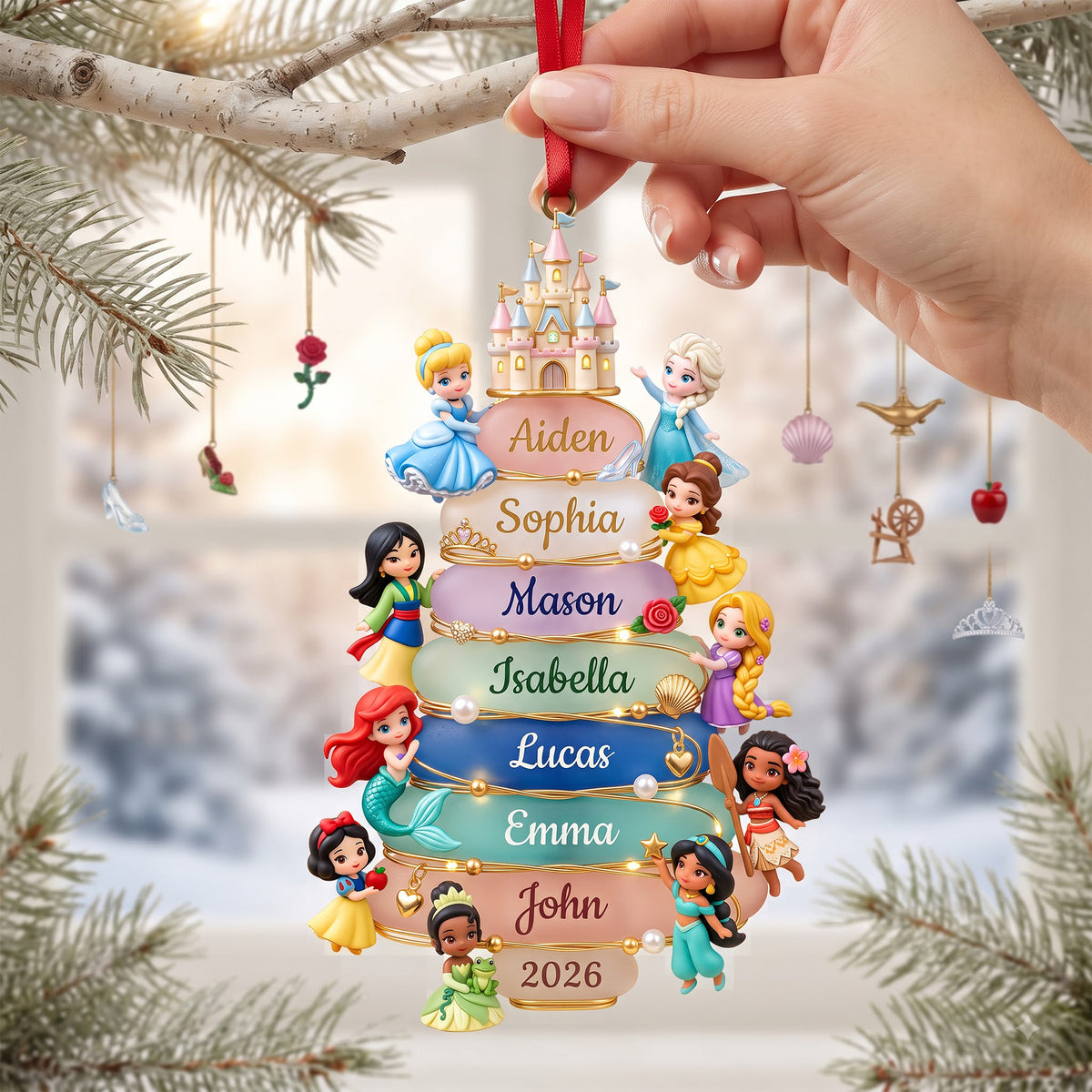 Lovely Fairy Tale Princesses Acrylic Ornament - Personalized Christmas Gifts 08nalu081026-Homacus